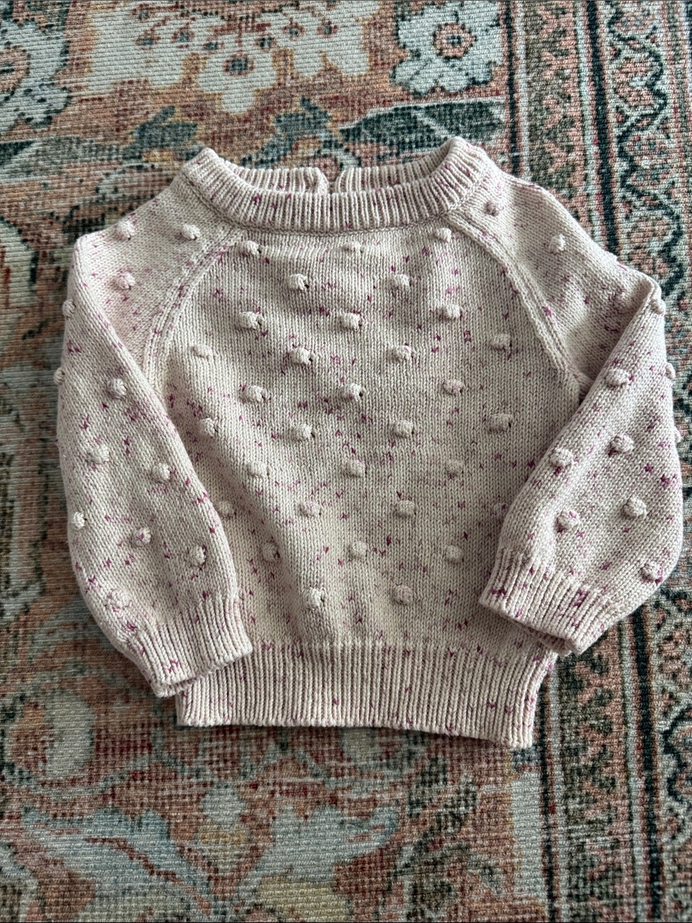 Jamie Kay Baby Knit Bobble Sweater with Pink Speckle